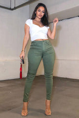 Khaki Skinny Stretch Denim Jeans - Maeva