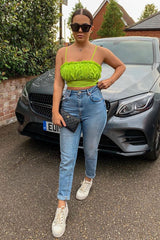 Lime Ruffle Front Strappy Crop Top - Aaloni