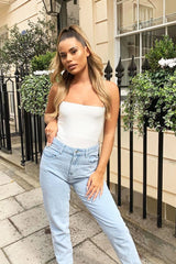 White Slinky Square Neck Bodysuit - Sadie