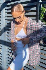 Black Red Gingham Print Blazer - Hollie