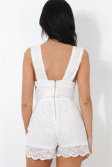Yarna White Mesh Cut Out Playsuit