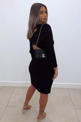 Black Open Twist Back Maxi Bodycon Jumper Dress - Karrah