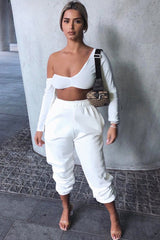 White Asymmetric Crop Top - Nicki