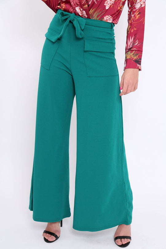 Teal Wide Leg Trousers - Yari