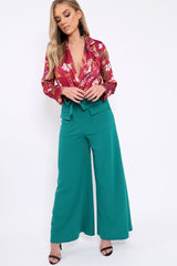 Teal Wide Leg Trousers - Yari