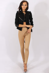 Gold Metallic Ribbed High Waisted Leggings - Yasmin