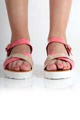 Yasmin Pink PU Crossover Sandals