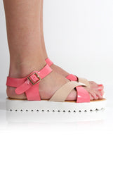 Yasmin Pink PU Crossover Sandals