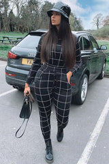 Black Check Sweatshirt Joggers Loungewear Set - Mica