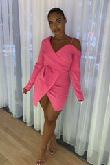 Pink Off The Shoulder Blazer Dress - Halia