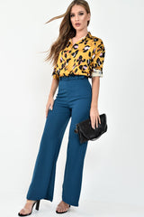Yellow Leopard Print Satin Shirt - Ivani