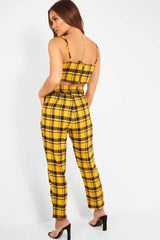 Yellow Check Bralet And Belted Trouser Co-ord - Brilyn