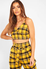 Yellow Check Bralet And Belted Trouser Co-ord - Brilyn