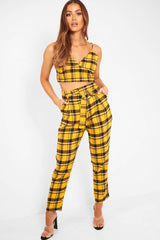 Yellow Check Bralet And Belted Trouser Co-ord - Brilyn