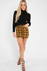 Mustard Check High Waist Mini Skirt - Lyra