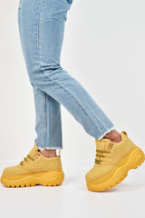 Mustard Extreme Sole Chunky Lace Up Trainers - Dalton