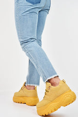 Mustard Extreme Sole Chunky Lace Up Trainers - Dalton