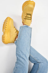 Mustard Extreme Sole Chunky Lace Up Trainers - Dalton