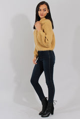Mustard Cropped Roll Neck Jumper - Sophia