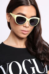 Yellow Slight Cat Eye Rounded Frame Sunglasses - Kina