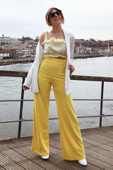 Yellow High Waisted Flare Trousers - Kym