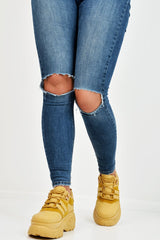 Mustard Two Tone Extreme Sole Chunky Trainers - Miara
