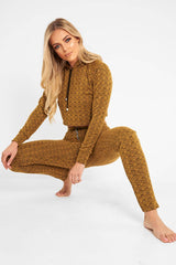 Mustard Marl Hooded Loungewear Set - Olevia