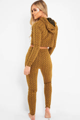 Mustard Marl Hooded Loungewear Set - Olevia