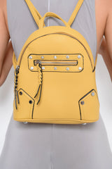 Mustard Diamante Studded Mini Backpack - Phylis