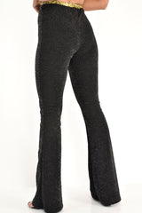 Black Glitter Kick Flare Trousers - Chlo