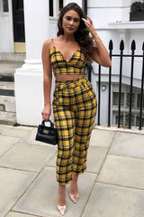 Yellow Check Bralet And Belted Trouser Co-ord - Brilyn
