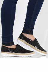 Black Sparkle Rope Detail Pumps - Yinka