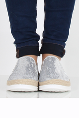 Silver Sparkle Rope Detail Pumps - Yinka