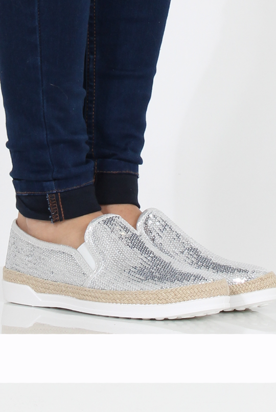 Silver Sparkle Rope Detail Pumps - Yinka