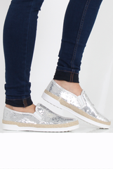 Silver Sparkle Rope Detail Pumps - Yinka