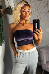 Purple Velvet Ruched Bandeau - Yitty