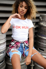 White Slogan You Ok Hun? T Shirt - Harmony