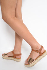 Rose Gold Studded Sole Platform Sandals - Yuli