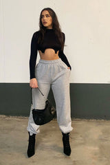 Black High Neck Cropped Ring Detail Crop Top - Maebel