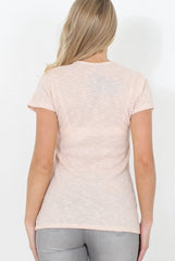 Pink Ribbed V Neck Top - Yvette