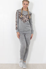 Monique Grey Leopard Loungewear Set
