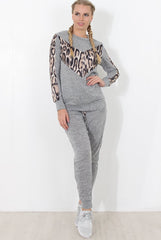 Monique Grey Leopard Loungewear Set