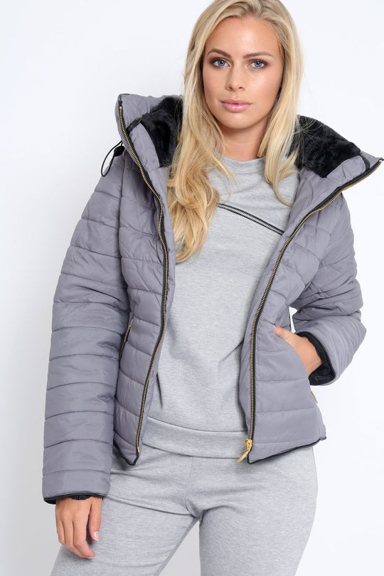 Grey Padded Coat - Zara