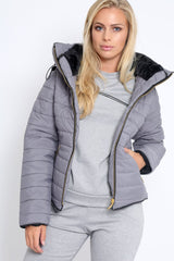 Grey Padded Coat - Zara