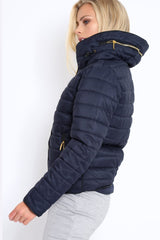 Navy Padded Coat - Zara