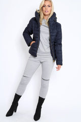Navy Padded Coat - Zara