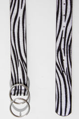 Zebra Print Faux Pony Hair Double Circle Buckle Belt - Tansy