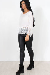 Zerin White Crochet Long sleeve Top