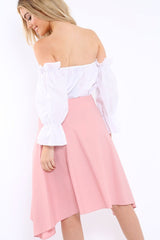 Pink Skirt with Shirt Sleeve Tie - Zorie