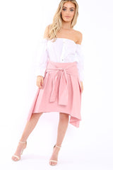 Pink Skirt with Shirt Sleeve Tie - Zorie